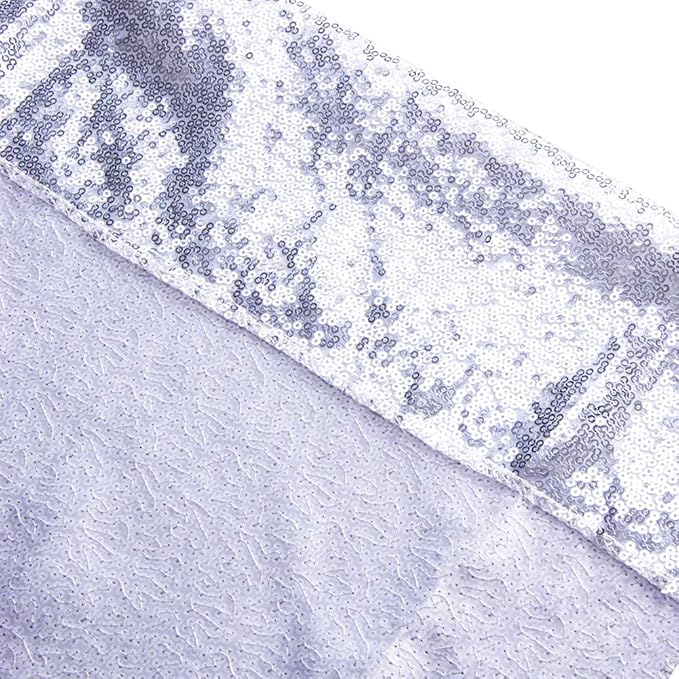 SquarePie Sequin Backdrop Opaque Non-Transparent Background Sparkly Curtain for Wedding Party 8FT x 8FT Silver
