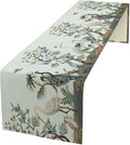 Peacock Table Runner,Retro Chinese Peonies Flowers Peacock Table Runner for Home Kitchen Dining Party Indoor Outdoor Decoration 13x60 Inch