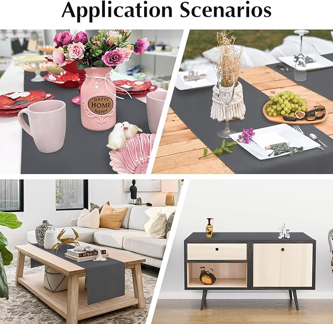 2 Pack Grey Small Short Table Runner 12 x 48 Inch Solid Color Runners Coffee Table Dresser for Daily Party Home Decoration