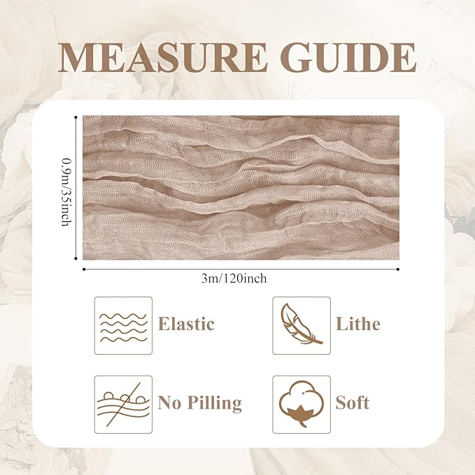 Asee'm 2pcs Cheesecloth Table Runner 120 Inches Long Nude Pink Boho Gauze Cheese Cloth Runner 10FT Rustic Sheer Table Runners for Christmas Wedding Party Baby Shower Spring Easter Decoration