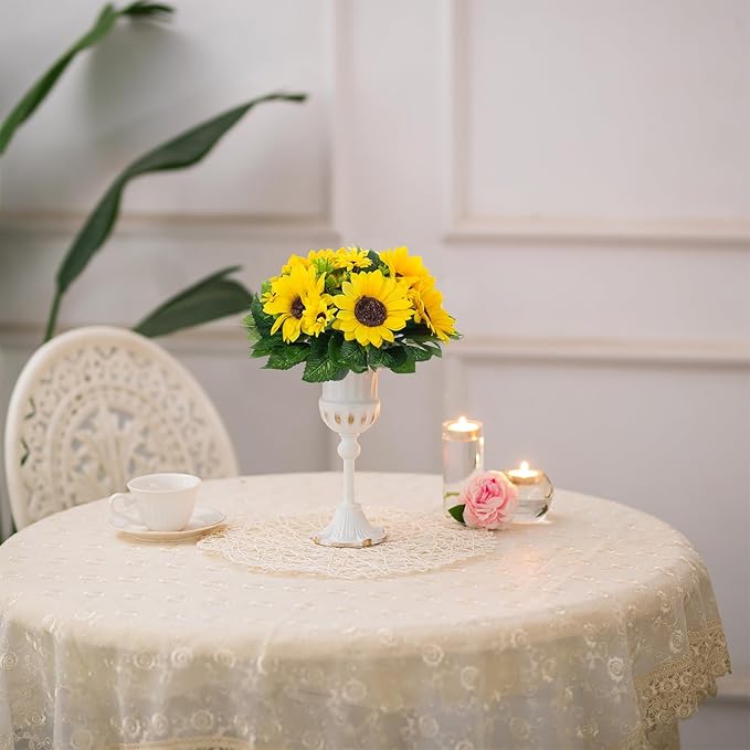 BLOSMON Sunflower Artificial Flowers Ball - 2 Pcs Fake Sunflower Flowers CenterPieces Decoration for Wedding Table Silk Kissing Floral Arrangements for Home Party Event DIY Decor