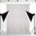 Eternal Beauty White Iridescent Sequin Backdrop, 6x6 Ft Glitter Background Curtains for Shimmer Photography Party Wedding Birthday Back Drop Decor