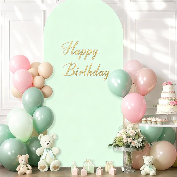 6FT Sage Green Arch Cover - Polyester Fitted Wedding Arch Stand Covers Round Top Chiara Arch Backdrop Cover for Birthday Party Banquet Photo Background Decoration