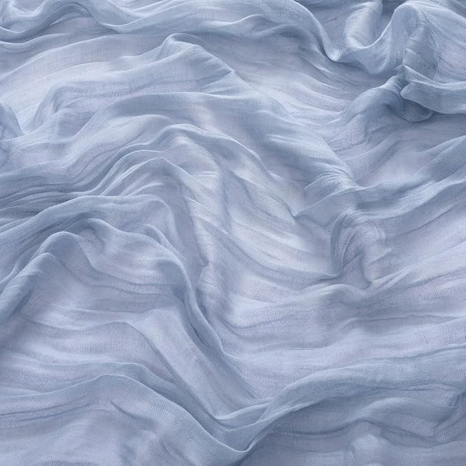 MLMW 3 Pack Dusty Blue Table Runner Cheesecloth Gender Reveal Boho Gauze Rustic Cheese Cloth Table Runner 160 inch Sheer 13.3ft for Wedding Party Baby Bridal Shower Birthday