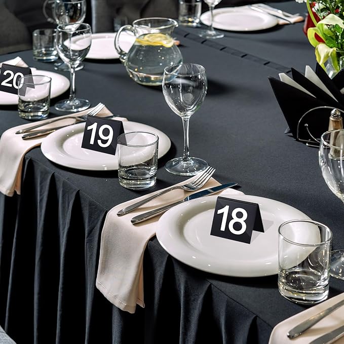 Table Numbers 1-25 Acrylic Restaurant Table Numbers Double Side Plastic Table Tent Table Numbers for Events Banquets Party Wedding Food Service Reception(Black)