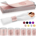 Polymer Material Reusable Napkin Band, Glue-Free Tear-Proof Water Resistant Oil-Proof Napkin Bands Set of 100(Front Rose Gold Color and Back Silver), 6 Adjustable Sizes Napkin Rings