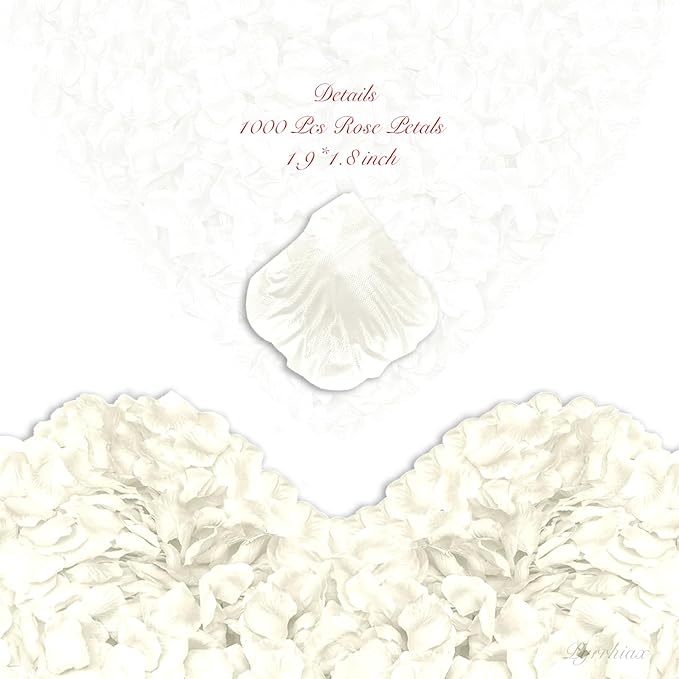 1000Pieces Rose Petals, Artificial Flower Petals Fake Rose Petals for Romantic Night,Wedding,Proposal Anniversary Flower Decorations (Milky White)