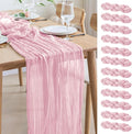 Asee'm 12pcs Cheesecloth Table Runner 120 Inches Blushing Pink Boho Gauze Cheese Cloth Runner 10FT Rustic Sheer Table Runners for Summer Wedding Baby Shower Holiday Party Decoration