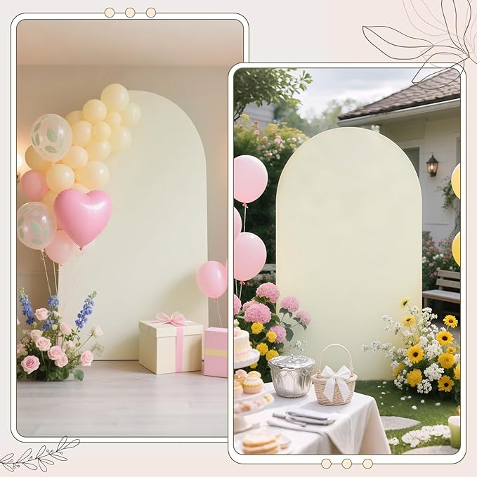 Ledido Wedding Arch Backdrop Cover 7.2FT Arch Covers Fitted Stretchy Spandex Round Top Stand Backdrop Cover for Wedding Banquet Ceremony Birthday Party Baby Shower Event Decoration,Ivory