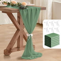 6 Pack 10 Ft Chiffon Table Runner Sage Green Gauze Long Table Runners 27x120 Inches Sheer Tulle Table Runner for Rustic Wedding Reception Bridal Shower Decorations Birthday Party