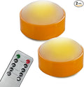 LED Pumpkin Lights with Remote and Timer, Battery Operated Bright Flickering Flameless Candles for Pumpkin Decor, Jack-O-Lantern Halloween Party Decorations,Orange Color, 2 Pack