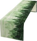 Foggy Forest Table Runner,Watercolor Wreen Misty Forest Landscape Table Runner for Kitchen Dining Table Home Party Decoration 13x120 Inch