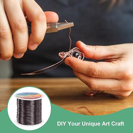 2-Rolls 0.4mm Jewelry Wire, 26 Gauge 328FT Craft Wire Copper Beading Wire for Jewelry Making/Planting/Weaving/DIY Crafting, Soft Metal Wires [100M, Metallic Black]