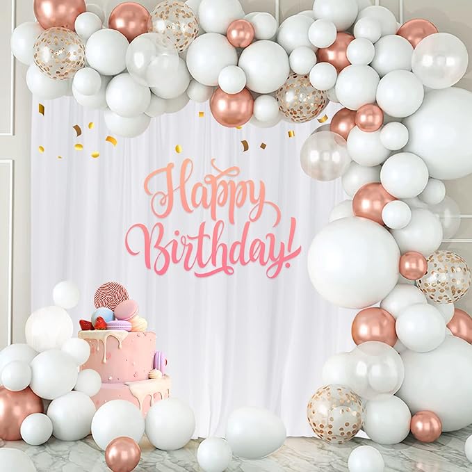 White Backdrop Curtain for Wedding Decor Holiday Party - White Wedding Backdrop Polyester Photography Backdrop Drapes Baby Shower Birthday Privacy Sliding Curtains Home Decor, 5ft x 7ft, 2 Panels