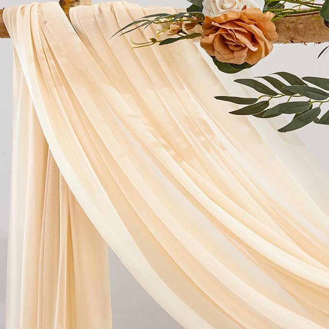 Champagne Wedding Arch Draping Fabric 1 Panel 30'' x 20FT Champagne Drapes Sheer Fabric Backdrop Arch Draping Fabrics for Wedding Ceremony Birthday Party Bridal Shower Decoration