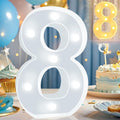 Pooqla LED Light Up Numbers, Warm White and Cool White Decorative Lighted Marquee Numbers for 8th Birthday Party, Gift for Boys Girls, Wedding, Night Light, 8th Birthday Decoration, Number 8