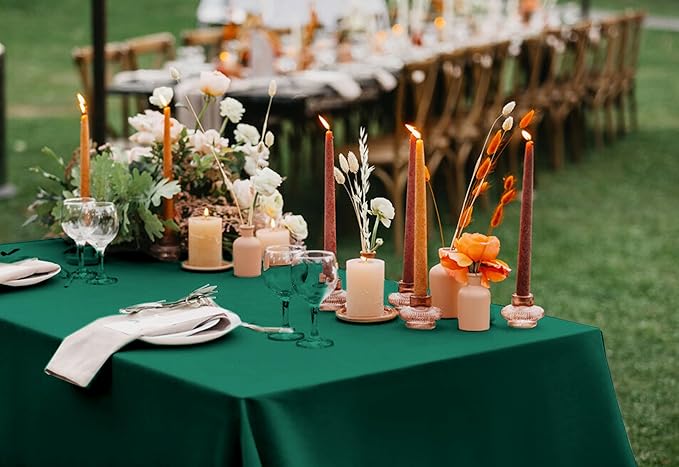 6 Packs Satin Tablecloth 57 x 108 Inch Dark Green Rectangular Table Cloth Silk Tablecloth Smooth Fabric Overlay Satin Table Cover Decoration for Wedding Party Banquet Events