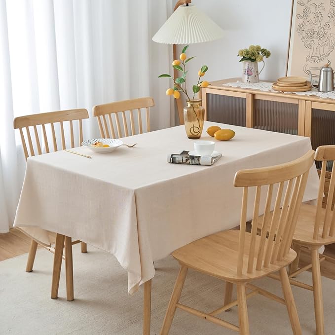 NLMUVW Champagne Tablecloth for Rectangle 84 Inch - Linen Table Cloth 6ft Water Resistant Farmhouse Burlap for Kitchen Dining Café, 54 x 84 Inch
