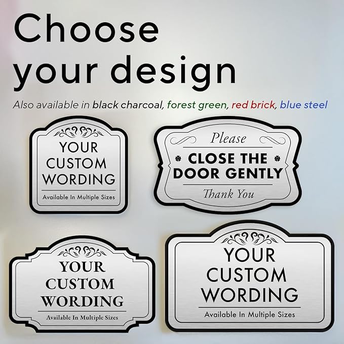Custom Decorative Outdoor Metal Signs, Personalized Aluminum Signs, Customized Driveway Signs, Waterproof Signs Made In USA, Design 3 Metalic Silver 42x28 In
