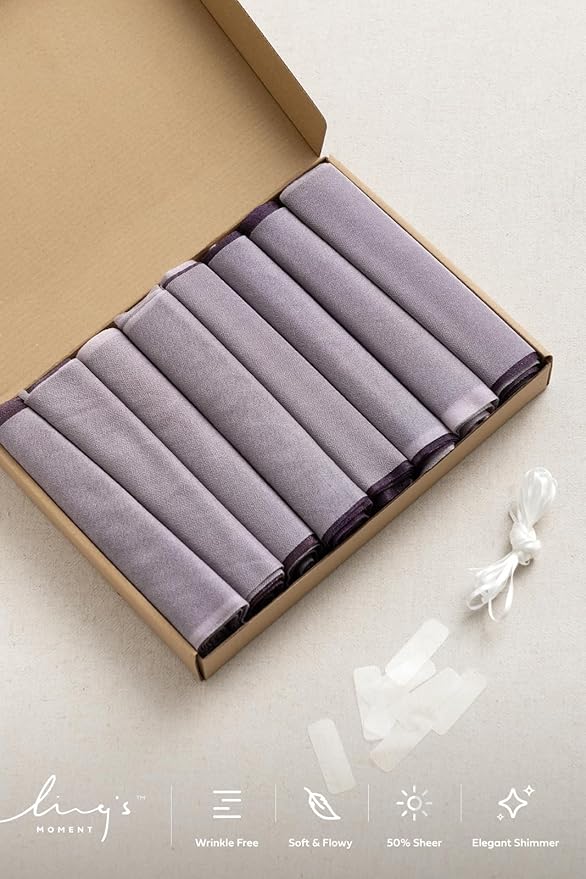 Ling's moment Wedding Chair Sashes Cover Aisle Decorations Draping Fabric Wrinkle-Free with Tie 16pcs Purple Pale Lavender for Party Ceremony Reception Floral Arrangement Banquet Outdoor Decor