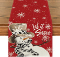 Artoid Mode Red Snowman Snowflake Let it Snow Winter Table Runner, Seasonal Christmas Kitchen Dining Table Decoration for Home Party Decor 13x120 Inch