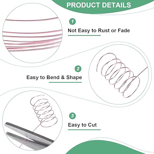 0.4mm Jewelry Wire, 26 Gauge 328FT Craft Wire Copper Beading Wire for Jewelry Making/Planting/Weaving/DIY Crafting, Soft Metal Wires [100M, Rose Golden]