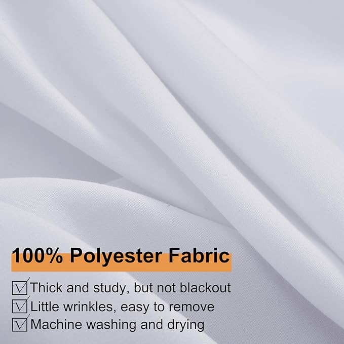 30ft x 10ft Thick White Backdrop Curtains for Parties, 6 Panels 5ft x 10ft Non See Through White Polyester Wedding Drapes Photo Backdrop for Birthday Party Graudation Photography Home Decor