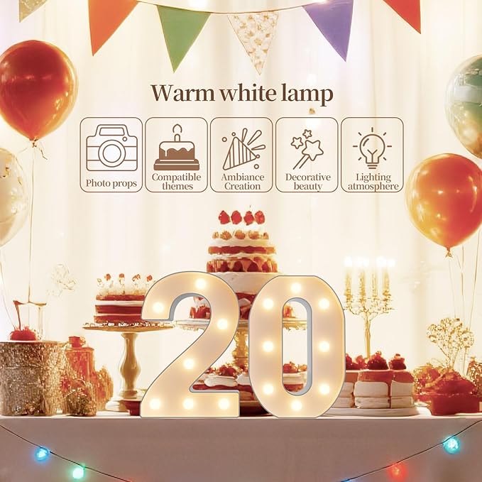 LED Marquee Light Up Numbers Sign - Lighted Birthday Numbers Sign for 70th Birthday Party Decoration, Bar Wall, Home, Table Room, Wedding and Christmas Decorations, Number 70
