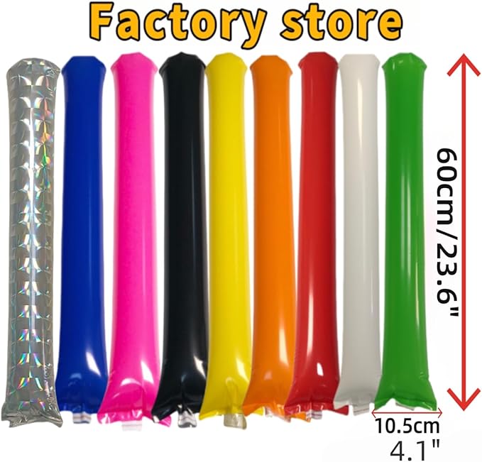 40pcs Round headTeam Spirit Boom Sticks Thunder Sticks Cheering Sticks Team Spirit Plastic Cheerleading Spirit Stick Clapper Inflatable Noise Maker Sports Supply (Glitter color)