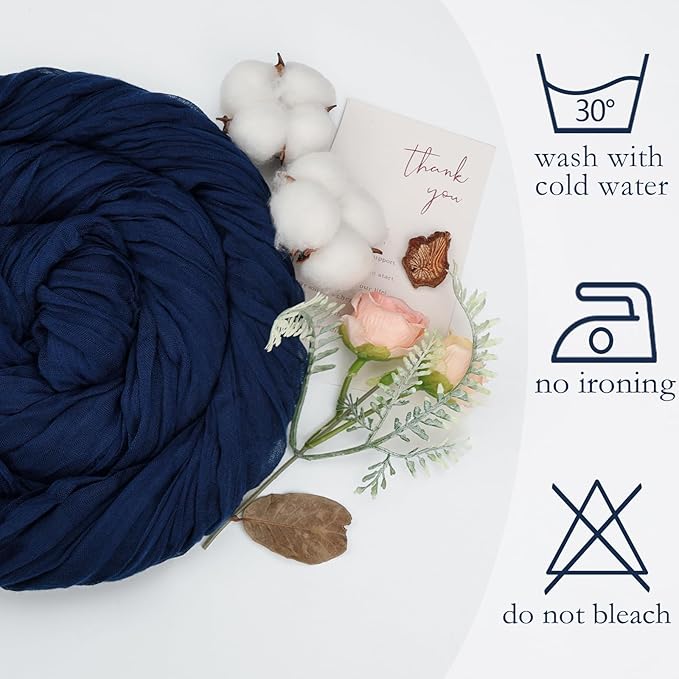 12 Pack Navy Blue Cheesecloth Table Runner 10ft Boho Gauze Fabric Cheese Cloth Table Runner 35 x 120 Inch Rustic Sheer Runner for Romantic Wedding Decor Baby Shower Party Table Centerpiece Decoration