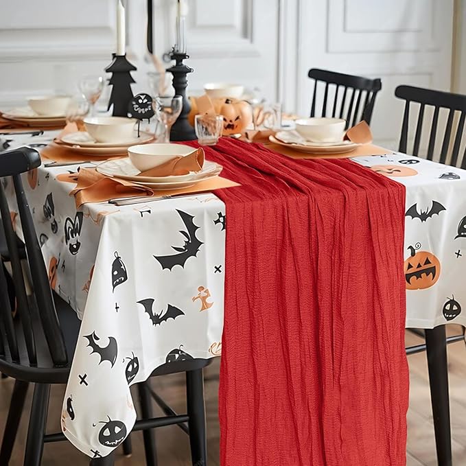 2 Pack Cheesecloth Table Runner 10Ft Christmas Gauze Boho Table Runners for Wedding Decor Bridal Shower Decorations Baby Shower Party(35" x 120")