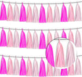 3P Maca-Rose Red Pink LightPink Metallic Fringe Banner Garland Foil Tinsel Streamer Backdrop Banners for Parties, Wall Hanging Curtain Parade Floats,Graduation Decorations, Wedding Party Decoration