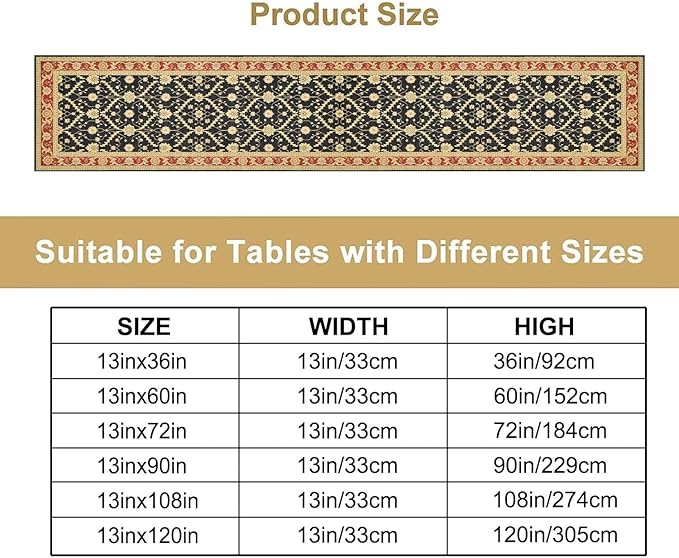 Vintage Morris Floral Table Runner, Boho Rustic Farmhouse Flower Pattern for Home Kitchen Table Decor Dining Coffee Room Party Decor 13x120in