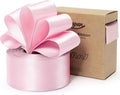 Pink Satin Ribbon Double-Faced Wired Ribbons for Gift Wrapping Flower Bouquet Bows Wedding Invitation Christmas Decor Crafts 1-1/2 Inch 10 Yards