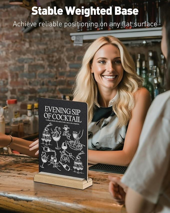 Uniclife 3 Pack Small Chalkboard Sign with Stand & Chalk Markers Double-Sided Wooden Chalk Board Sign for Tables Reusable Message Board Menu Board for Wedding Party Restaurant Food Display