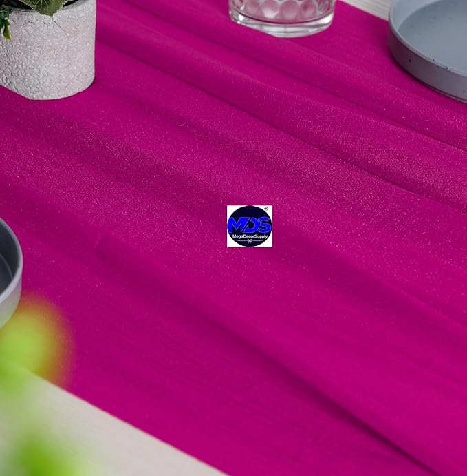 MDS Halloween Chiffon Table Runner - 25 Pack, 29 x 170 Inches, 14ft Each - Sheer Spooky Table Runners for Haunted House Parties, Trick-or-Treat Tables, Witchy Décor, Wedding & Events - Magenta