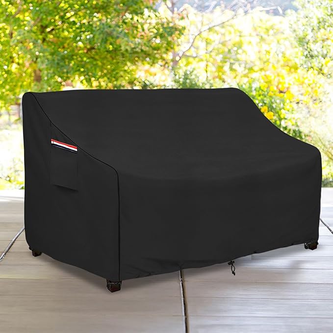 okcool Heavy Duty Patio Sofa Cover, 100% Waterproof 3-Seater Outdoor Sofa Cover Fits up to 76W x 32.5D x 33H Inches, Lawn Patio Furniture Covers,Black