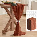 2 Pack 10 Ft Chiffon Table Runner Rust Gauze Long Table Runners 27x120 Inches Sheer Tulle Table Runner for Rustic Wedding Reception Bridal Shower Decorations Birthday Party