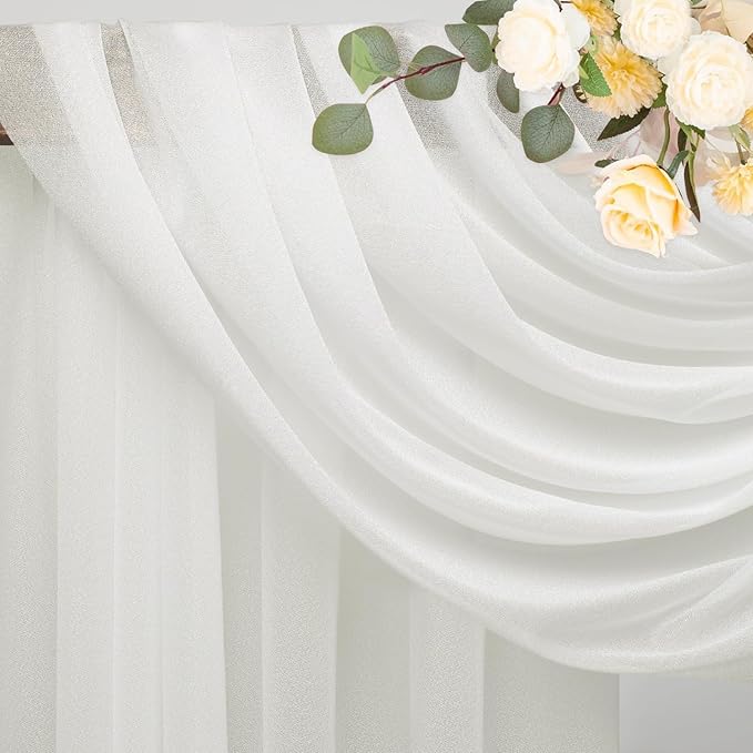 Wokceer Wedding Arch Draping Fabric 6 Panels 28.7" x 20FT Ivory Drapes Sheer Fabric Backdrop Arch Draping for Wedding Ceremony Birthday Party Bridal Shower Decoration
