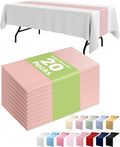 Pureegg Dusty Pink Plastic Table Runners - 20 Pack, 14'' x 108'', Water Resistant & Disposable Centerpiece Decorations for Table Cloth, Wedding, Birthday, Holiday, Baby Shower, Party, Home Decor