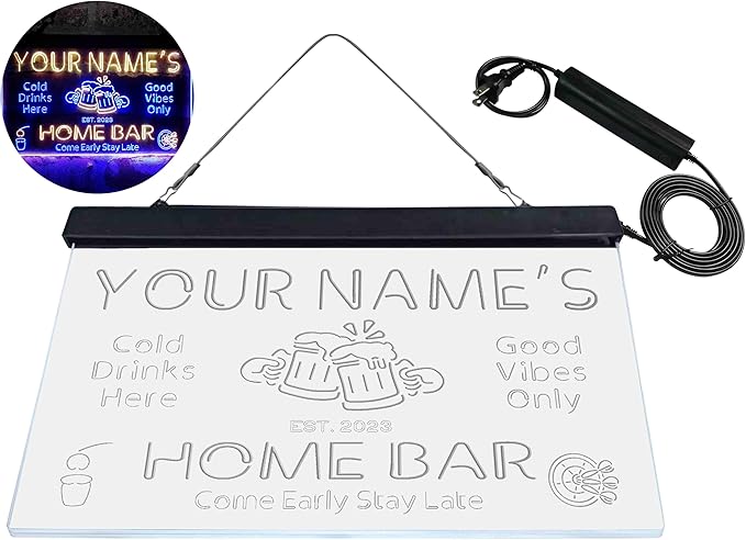 ADVPRO Personalized Your Name Custom Home Bar Beer Established Year Dual Color LED Neon Sign Blue & Yellow 24 x 16 Inches st6s64-p1-tm-by