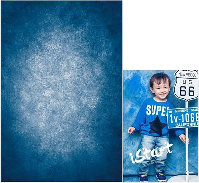 6.5x10ft Dark Blue Gradient Portrait Photo Backdrops Bright Center Abstract Photography Backdrop for Studio Photo Booth Prop Banner Decor Background