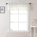 VISIONTEX Sheer Voile Curtain Valances, Decorative Leaves Embroidered, Rod Pocket Window Treatment for Kitchen/Rustic Bedroom/Living Room (54 x 16 Inch,1 Panel)