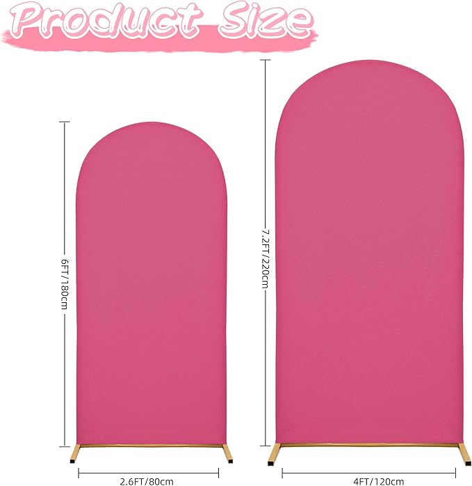 Wedding Arch Covers Arch Backdrop Cover Arch Stand Covers 7.2FT 6FT Set of 2 Arch Cover Spandex Fabric Stretchy Backdrop for Wedding Birthday Party Decoration Baby Shower (Rose Red)