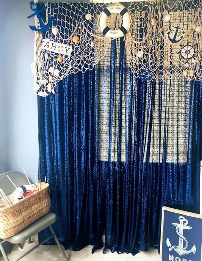 ShinyBeauty PHOTOBOOTH Background Best Choice-4FTx7FT-Sequin backdrops, Sequin Fabric,Wedding backdrops,Rust Backdrop,Sequin Curtains,Photography Backdrop (Buy it Now) (4FTx7FT, Navy Blue)