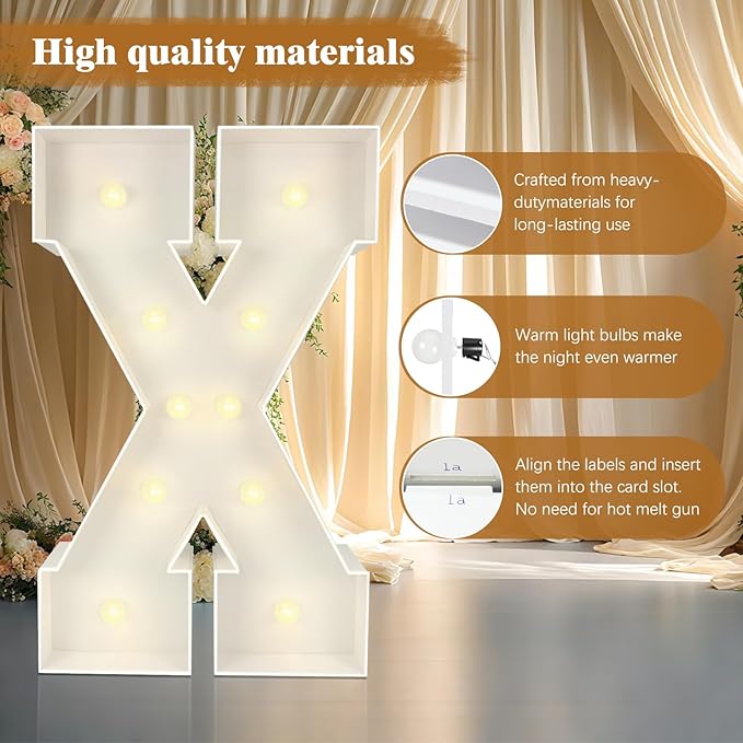Marquee Light Up Letters: 4FT Large Decorative Signs for Party Decorations Baby Shower Birthday Wedding Engagement Anniversary, 4 Feet Tall Pre-Cut DIY Foamboard Letter J - Easy to Assemble