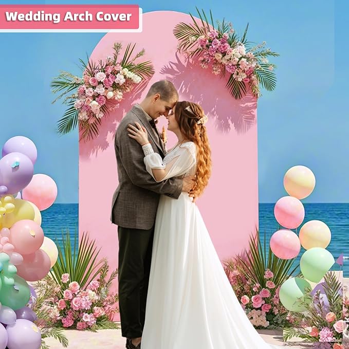 HEMMOTOP Pink Arch Backdrop Cover 7.2 ft (No Arch Stand), Spandex Arch Covers Stretchy Backdrop for Balloon, Birthday Party, Baby Shower, Banquet Arch Decoratio