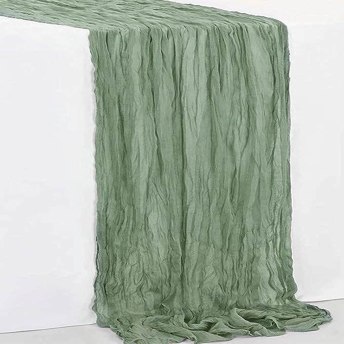 1 Pack Sage Green Cheesecloth Table Runner 35x120 Inch 10Ft Rustic Gauze Cheese Cloth Thanksgiving Table Runner Sheer Cheesecloth Table Runners for Wedding Party Bridal Shower Decoration
