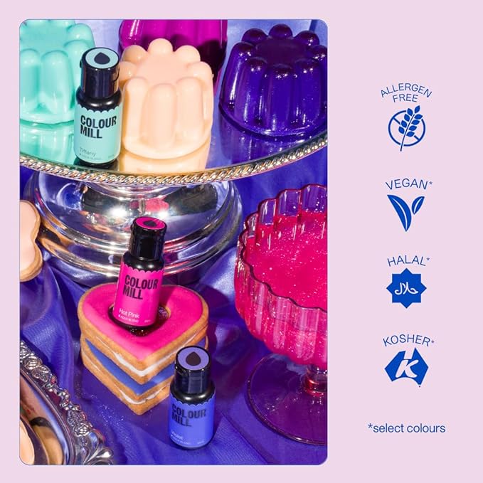 Colour Mill Pastel Pack Aqua Blend Water-Based Food Coloring, 20 Milliliters Each of 6 Colors: Baby Blue, Baby Pink, Lavender, Lemon, Mint and Peach