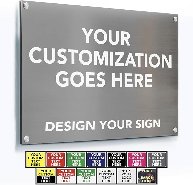 Custom Metal Signs, Personalized Aluminum, Customized Safety, Business Signs, Waterproof Outdoor, White Aluminum (Gray, 12x8 In)